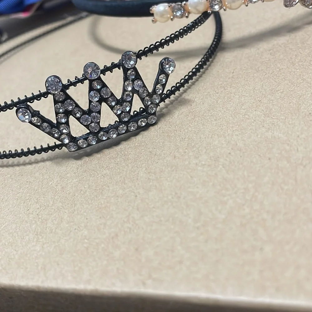 3 Head bands crown , red white & blue, rose gold colored jeweled & blue …